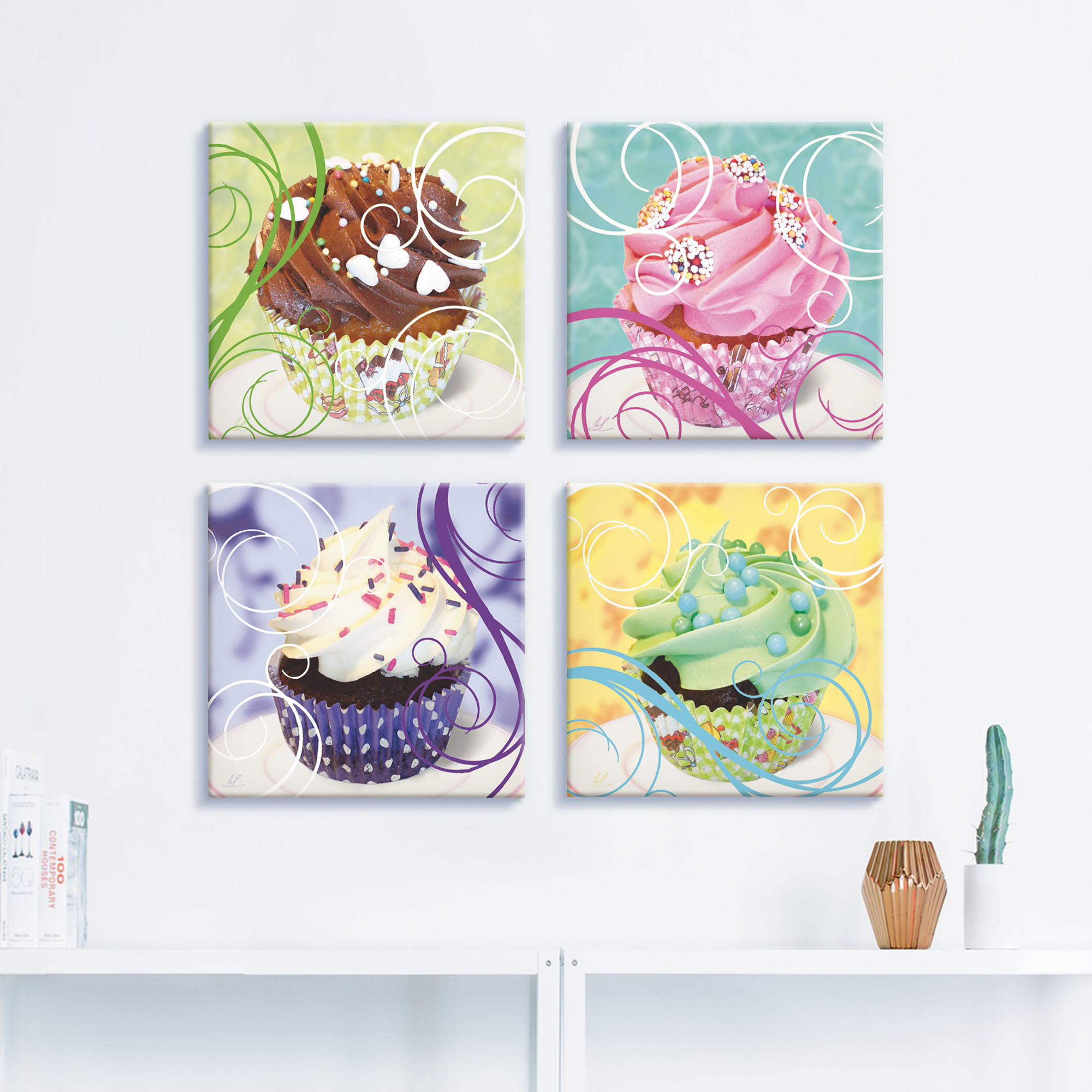 Artland Leinwandbild "Cupcakes", Süßspeisen, (4 St.), 4er Set, verschiedene günstig online kaufen