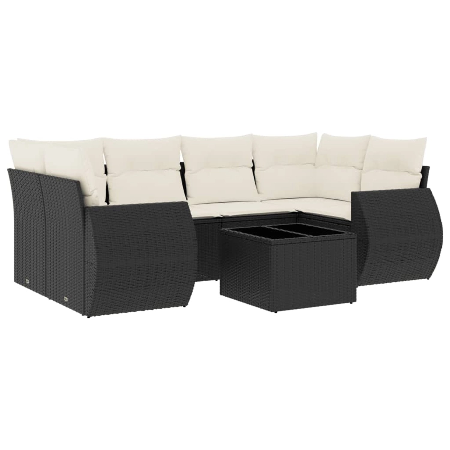 vidaXL 7-Tlg Garten-Sofagarnitur mit Kissen Schwarz Poly Rattan 3221115 günstig online kaufen