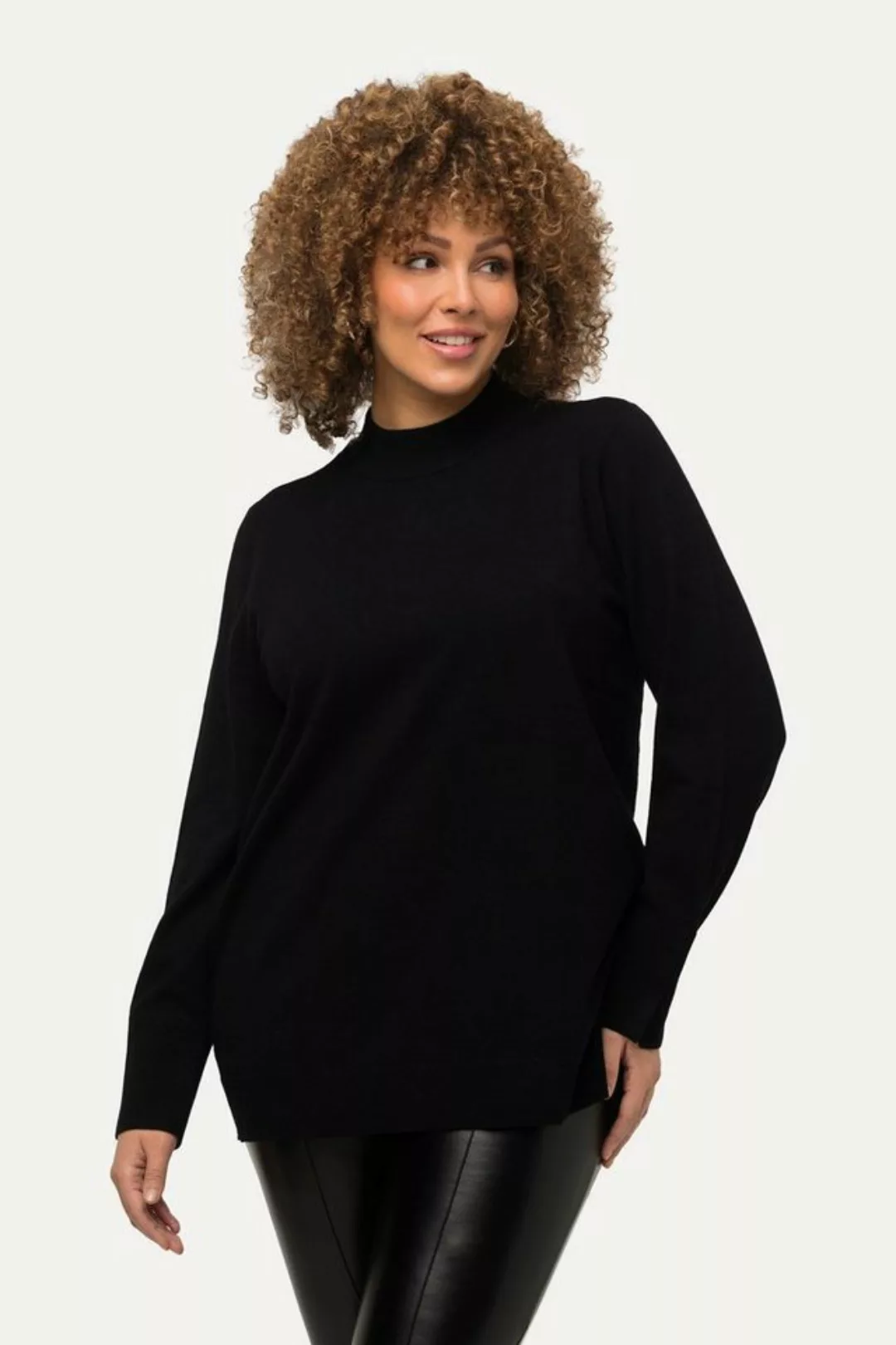 Ulla Popken Strickpullover Pullover Stehkragen Langarm Rippbündchen günstig online kaufen