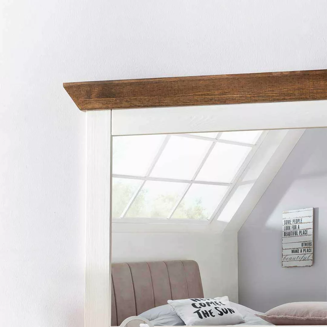Schlafzimmerspiegel in Weiß Braun Kiefer Massivholz günstig online kaufen