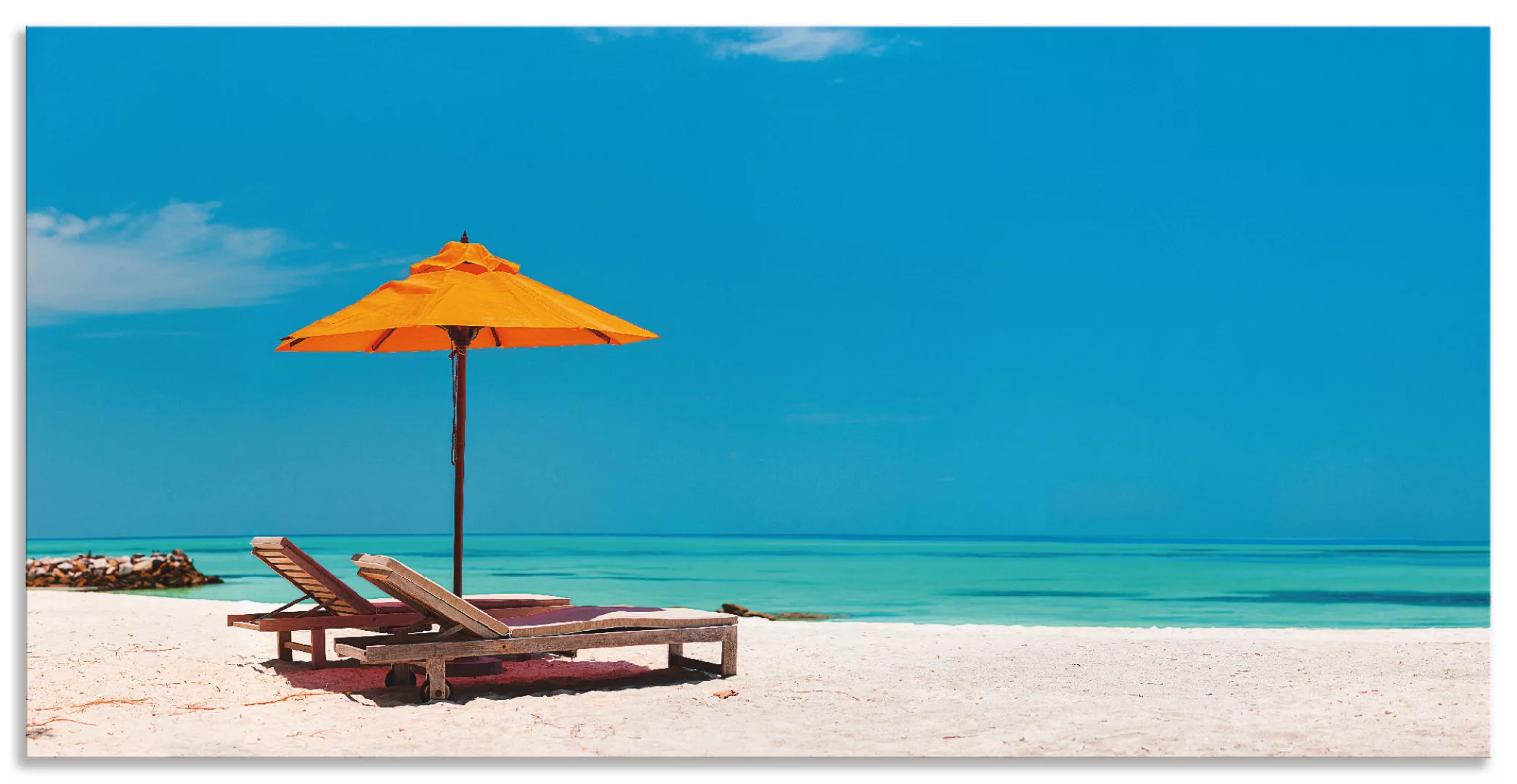 Artland Wandbild »Liegestuhl Sonnenschirm Strand Malediven«, Strand, (1 St. günstig online kaufen