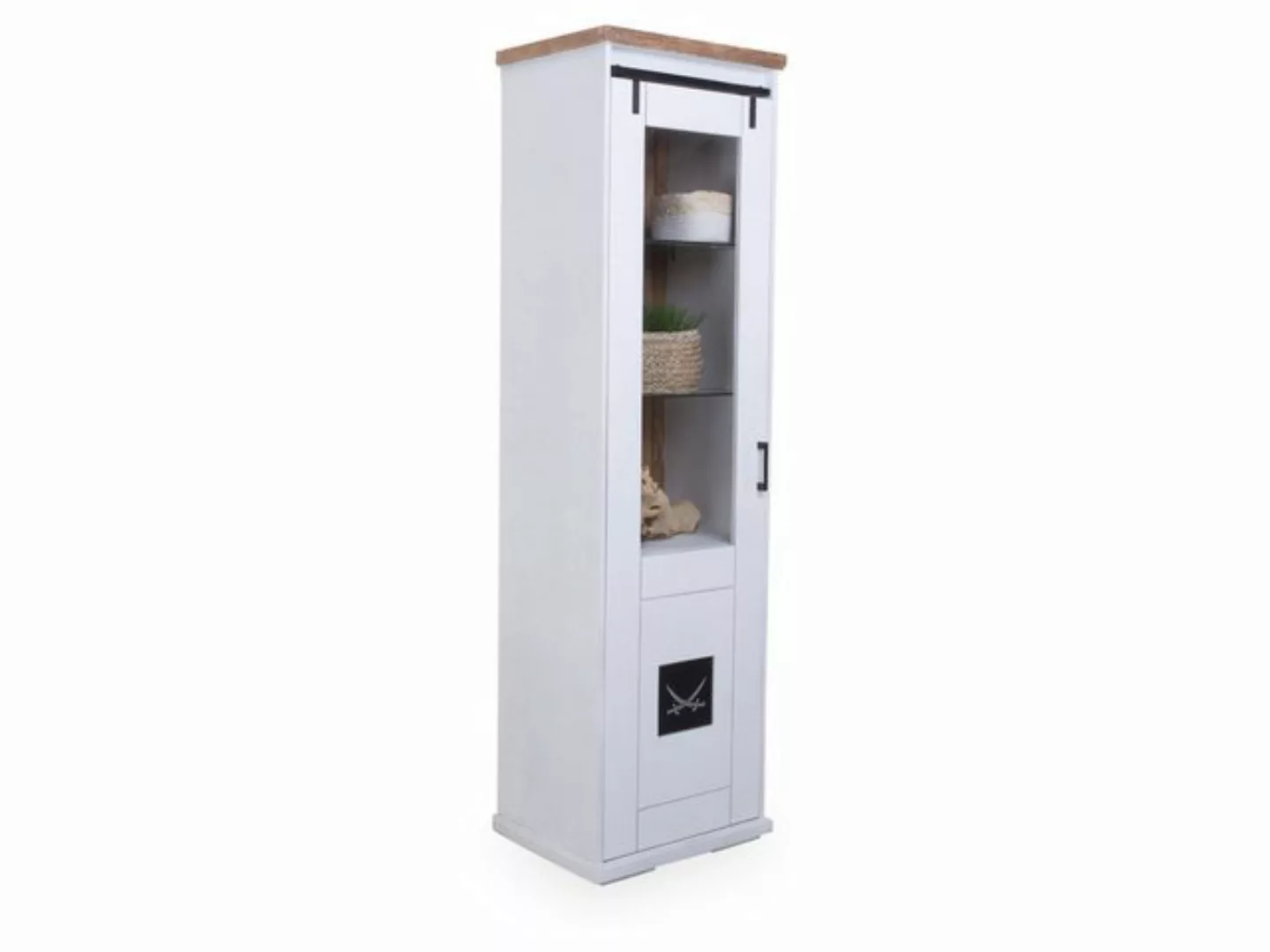 SANSIBAR Living Vitrine Vitrine SANSIBAR HALMSTAD BHT 57x200x45 cm weiß Gla günstig online kaufen