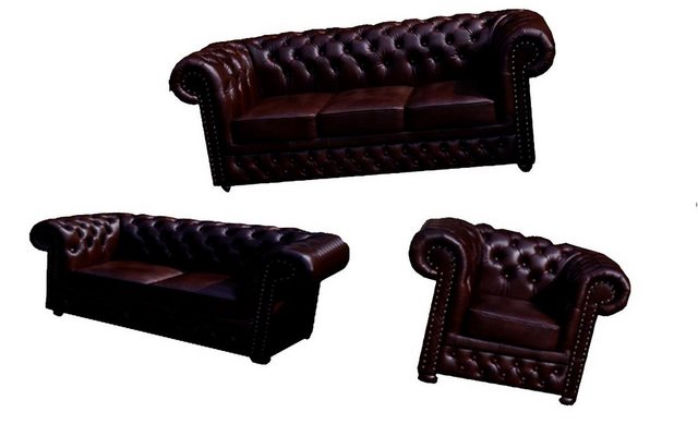 Xlmoebel Sofa Klassische CROMER Chesterfield Sitzgarnitur aus Leder mit Pol günstig online kaufen