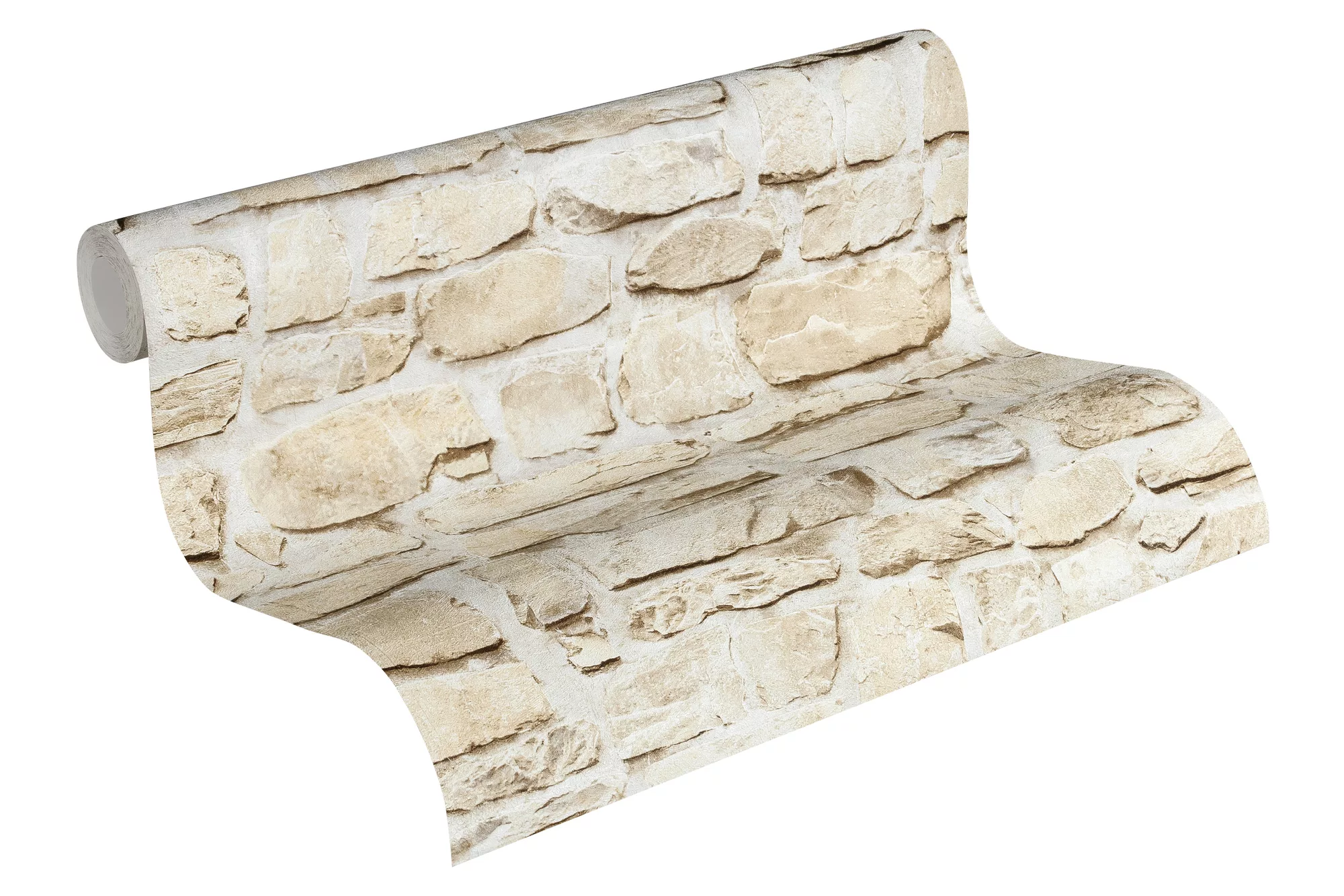 Bricoflor Naturstein Tapete in Maueroptik Steintapete in Beige Ideal für Kü günstig online kaufen