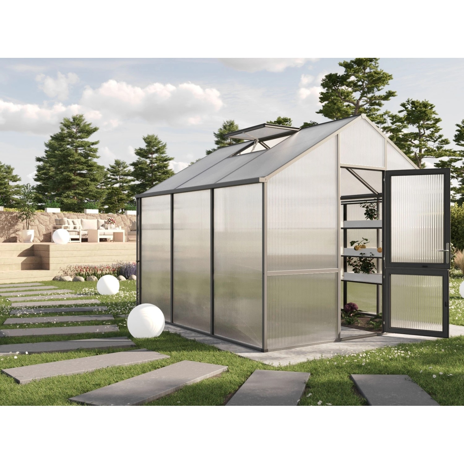 KGT Gewächshaus Anthrazit-Grau 9,59 m² günstig online kaufen