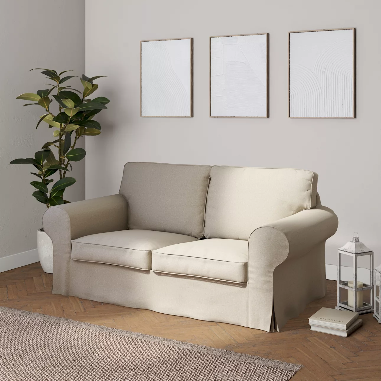 Bezug für Ektorp 2-Sitzer Sofa nicht ausklappbar, grau-beige, Sofabezug für günstig online kaufen