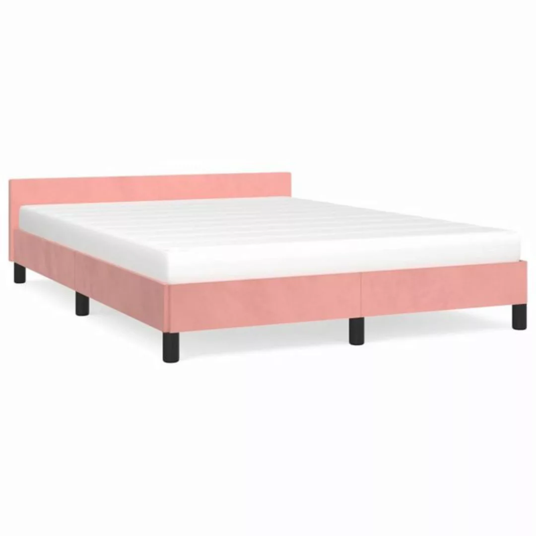 furnicato Bett Bettgestell mit Kopfteil Rosa 140x190 cm Samt günstig online kaufen