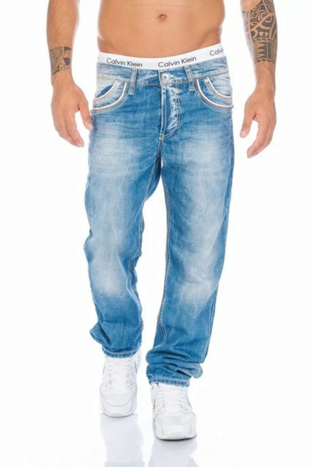 Cipo & Baxx Regular-fit-Jeans Herren Jeans Hose mit Kontrastnähten und styl günstig online kaufen