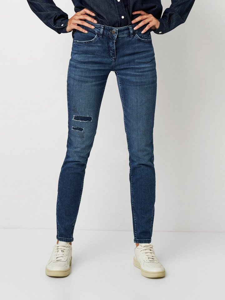 TONI 5-Pocket-Jeans Perfect Shape mit Strassdetail und Destroyed-Effekt günstig online kaufen