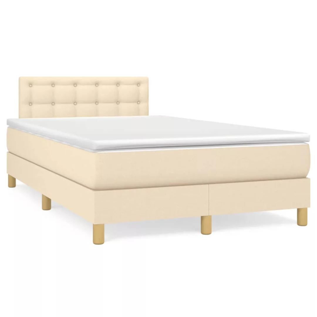 Vidaxl Boxspringbett Mit Matratze Creme 120x200 Cm Stoff günstig online kaufen