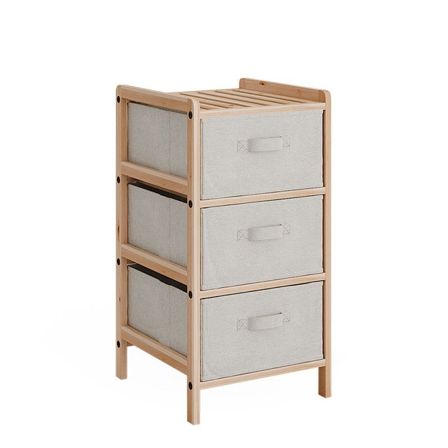 Vicco Midischrank Bruno, Beige/Holz, 34.5 x 67 cm mit 3 Stoffschubladen günstig online kaufen