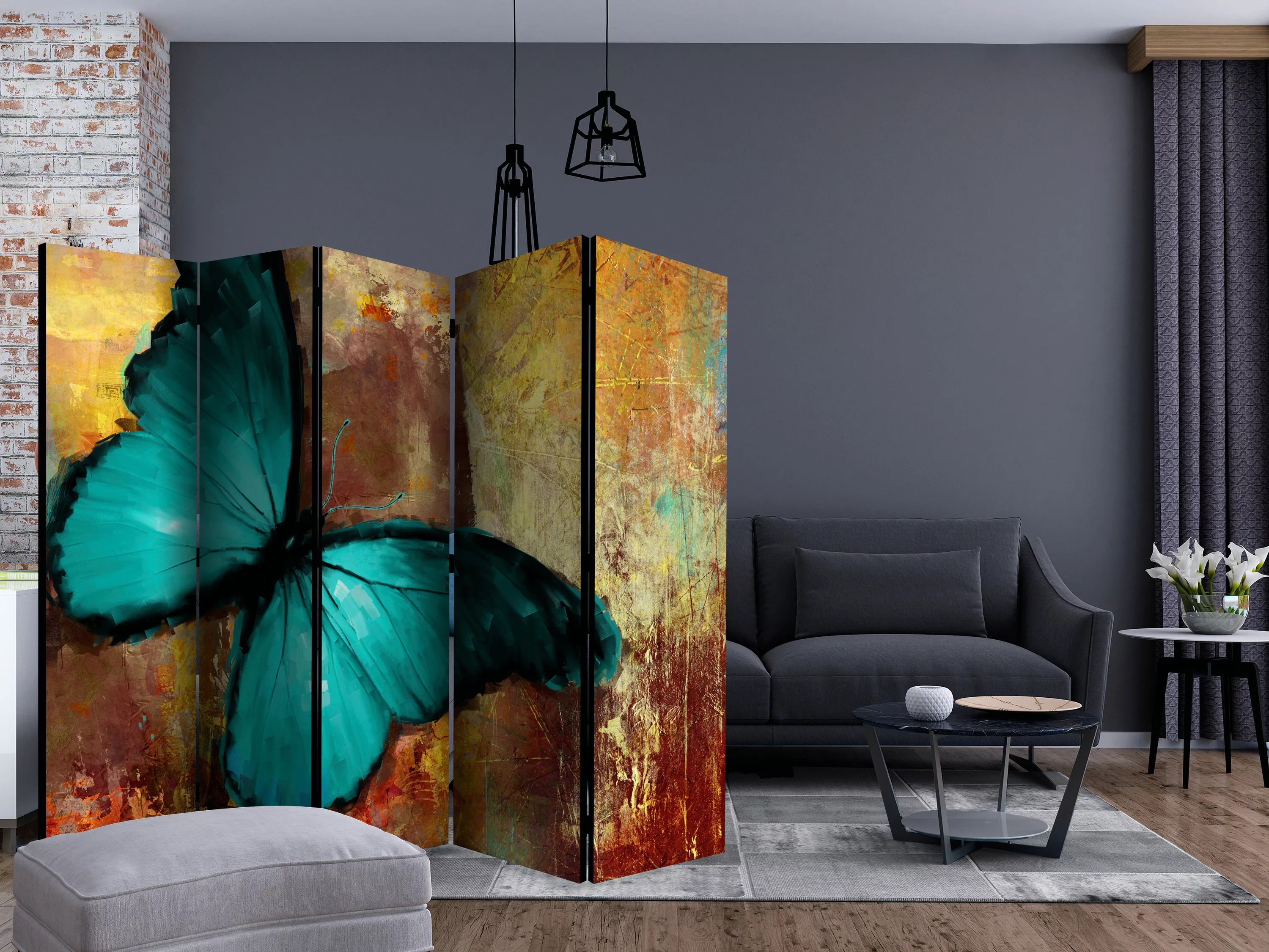 5-teiliges Paravent - Painted Butterfly Ii [room Dividers] günstig online kaufen