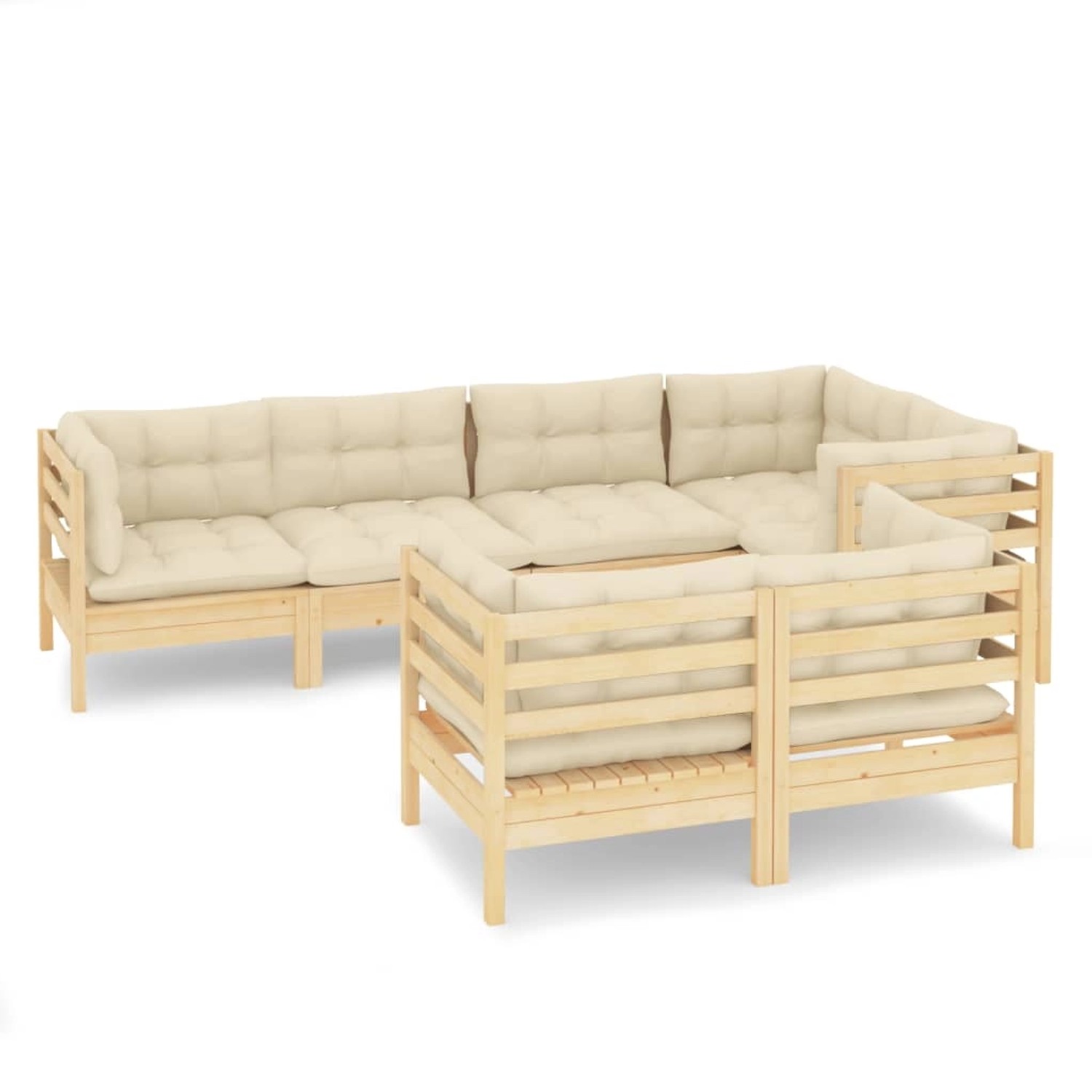 7-tlg. Garten-lounge-set Mit Creme Kissen Massivholz Kiefer günstig online kaufen