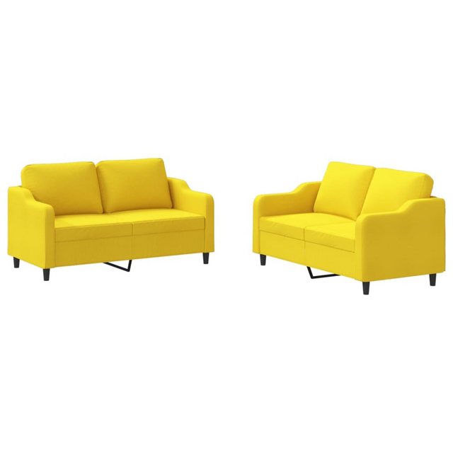 vidaXL Sofa Sofagarnitur Set mit Kissen Stoff, 2-tlg., Gelb günstig online kaufen