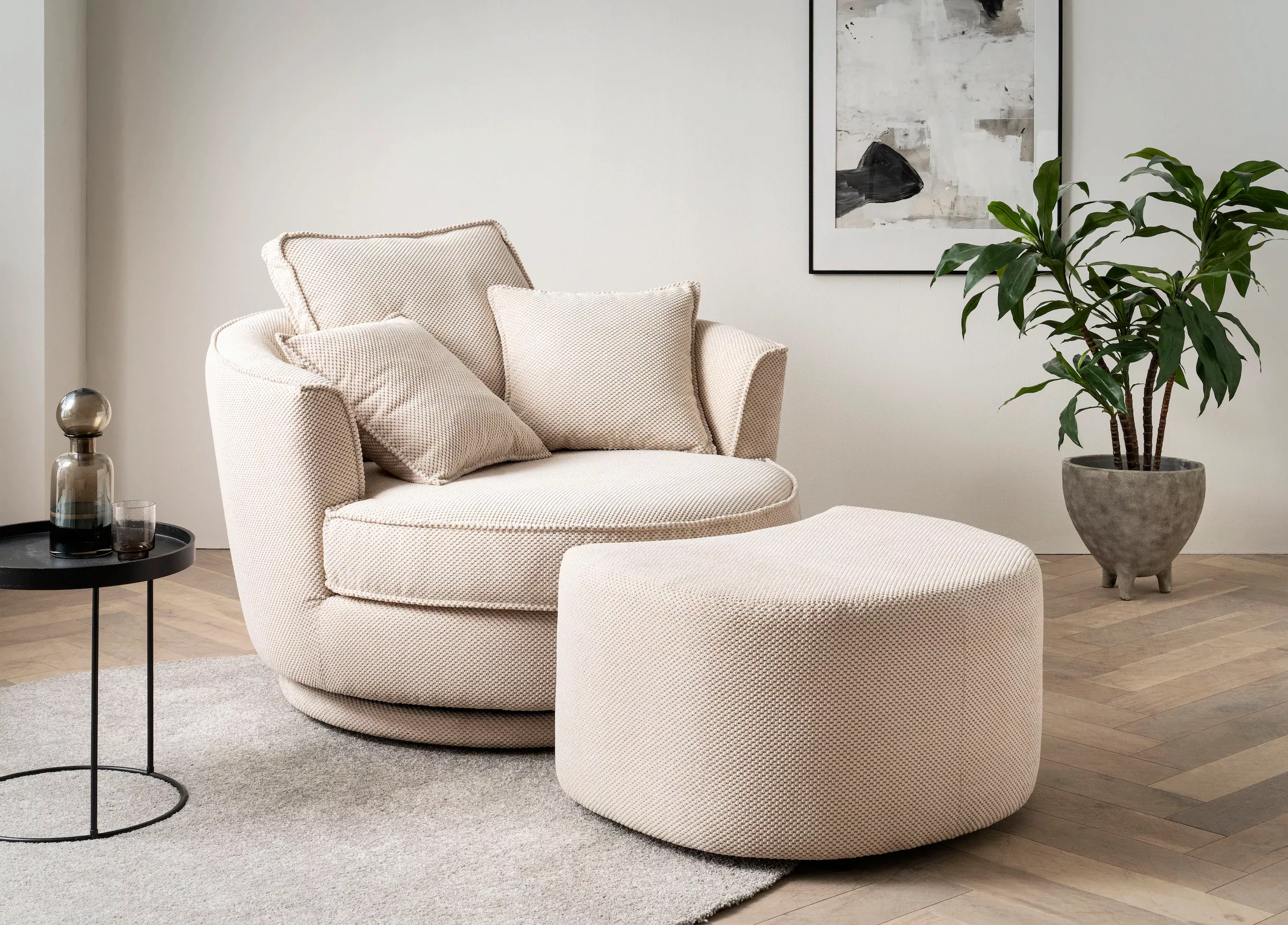 Leonique Drehsessel »MAISIE, Love Seat XXL Lese-Sessel, Big-Sessel mit Hock günstig online kaufen