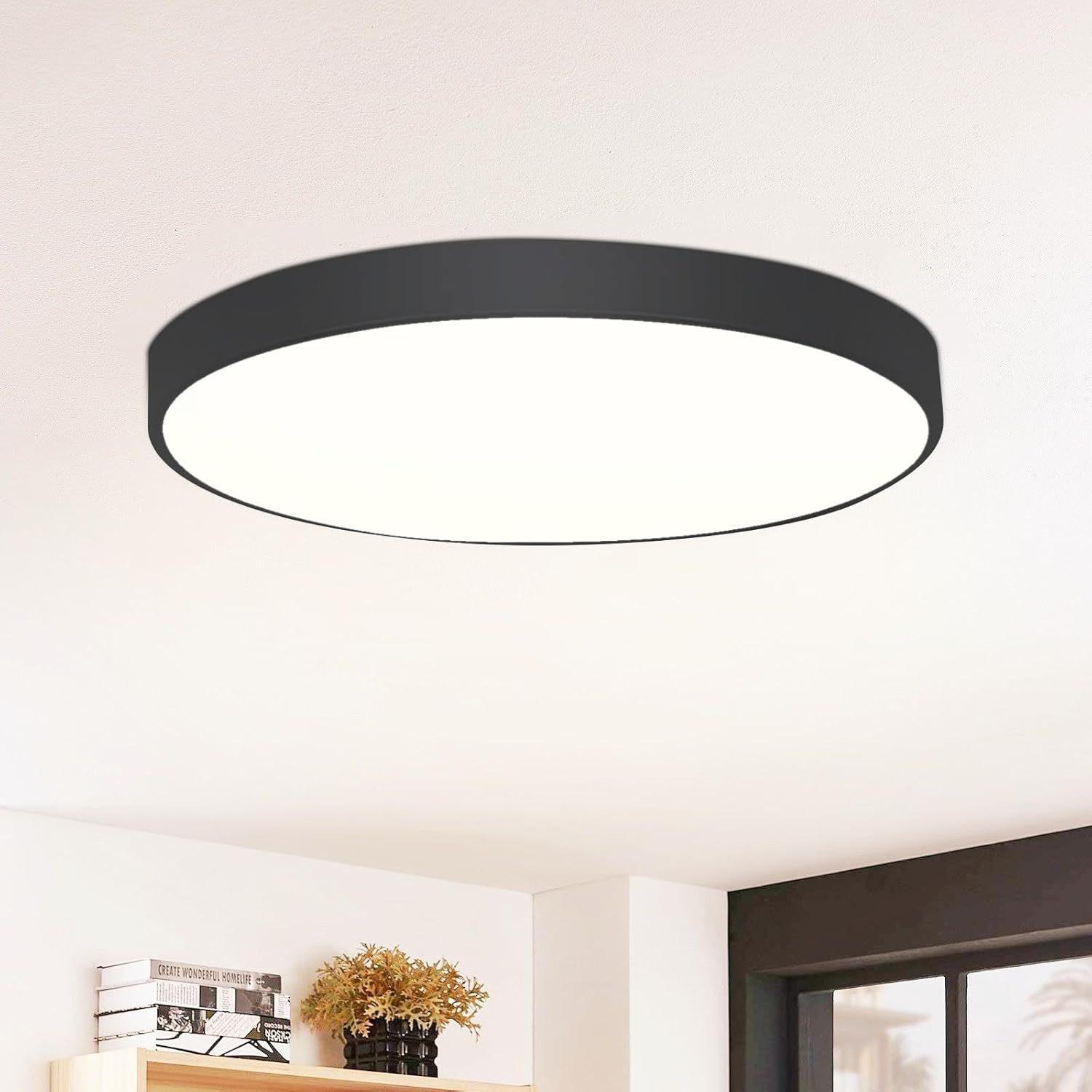 ZMH LED Deckenleuchte Wohnzimmer Rund Schwarz/Weiß günstig online kaufen