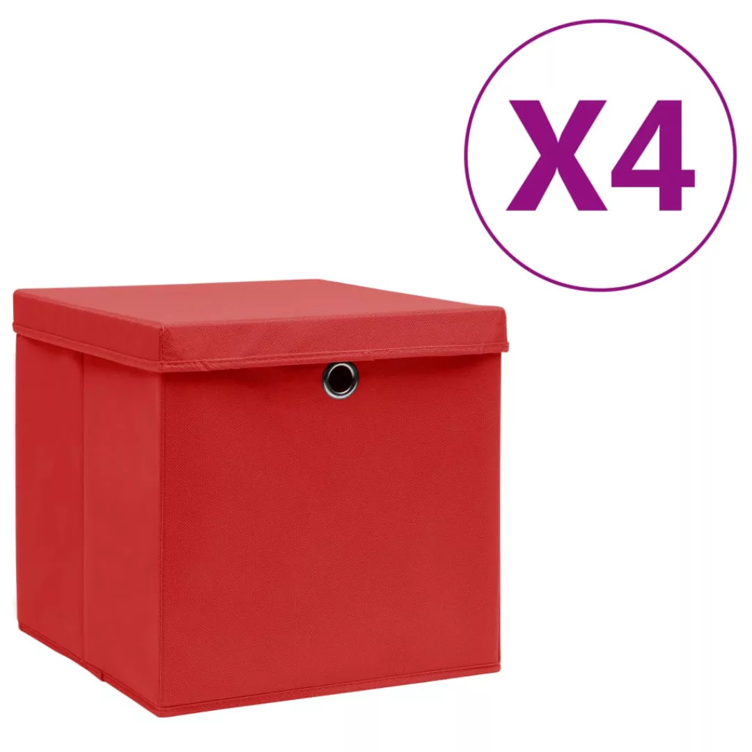 Aufbewahrungsboxen Mit Deckeln 4 Stk. 28x28x28 Cm Rot günstig online kaufen