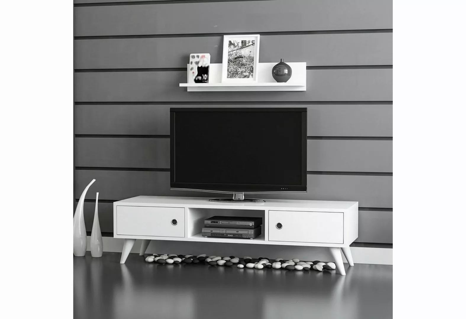 en.casa TV-Schrank »Egebjerg« TV Board 2 Türen, Lowboard 35x130x40 cm, Weiß günstig online kaufen