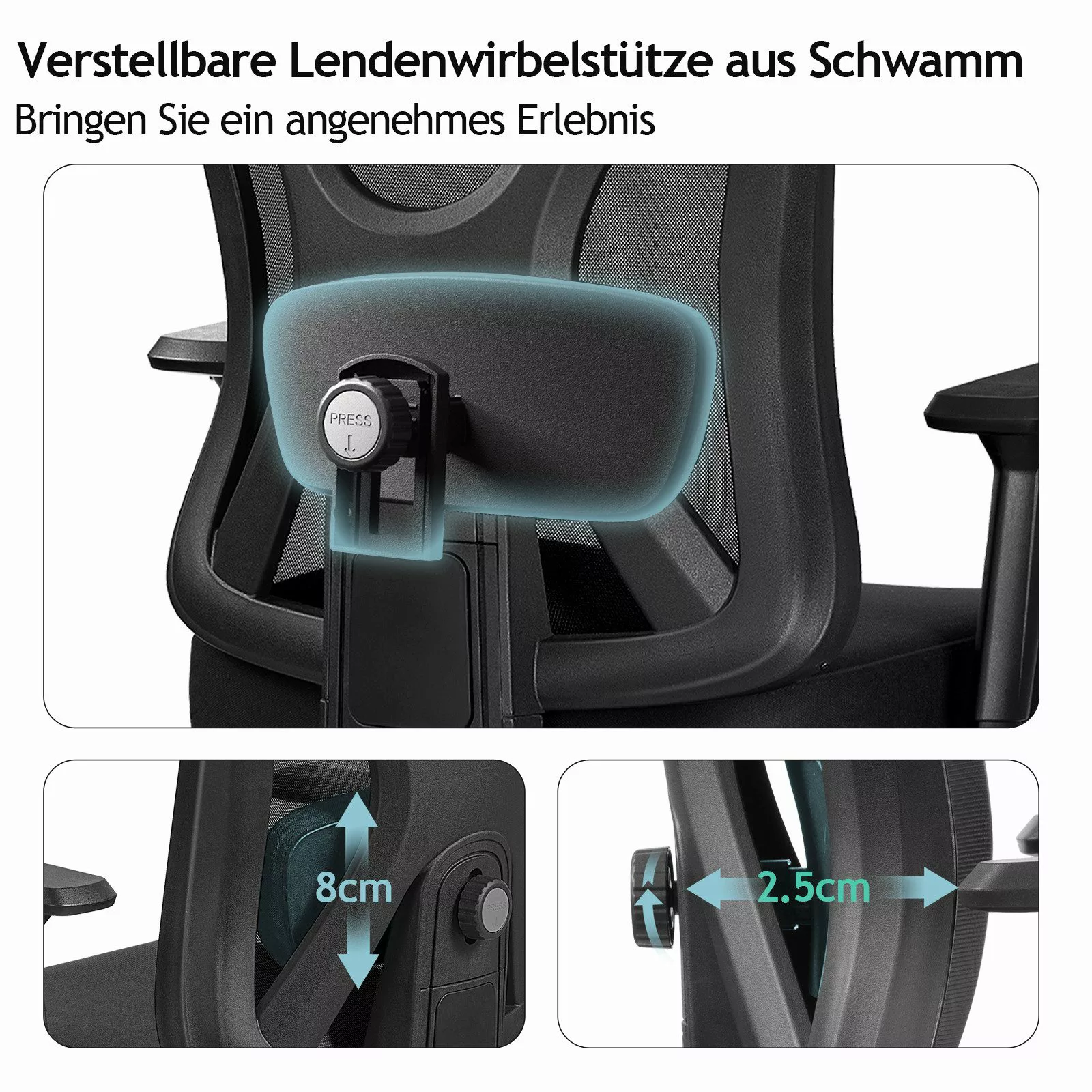DoChair Bürostuhl Ergonomischer mit Verstellbarer Kopfstütze günstig online kaufen