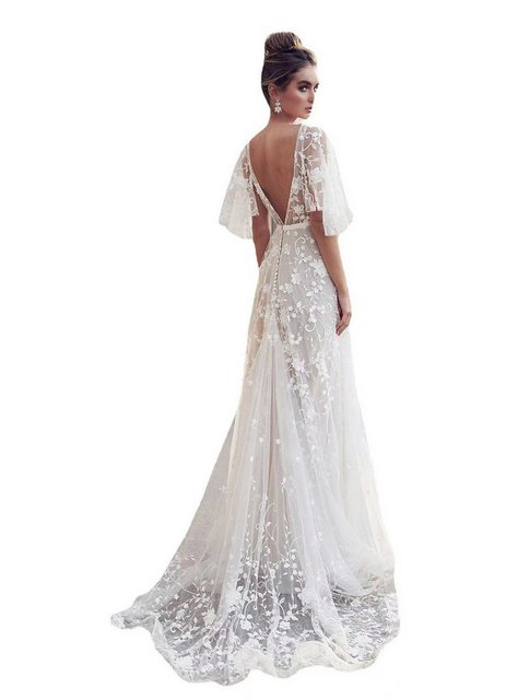 KIKI Abendkleid Kleid mit tiefem V-Ausschnitt – Abendkleid aus Spitze –Brau günstig online kaufen