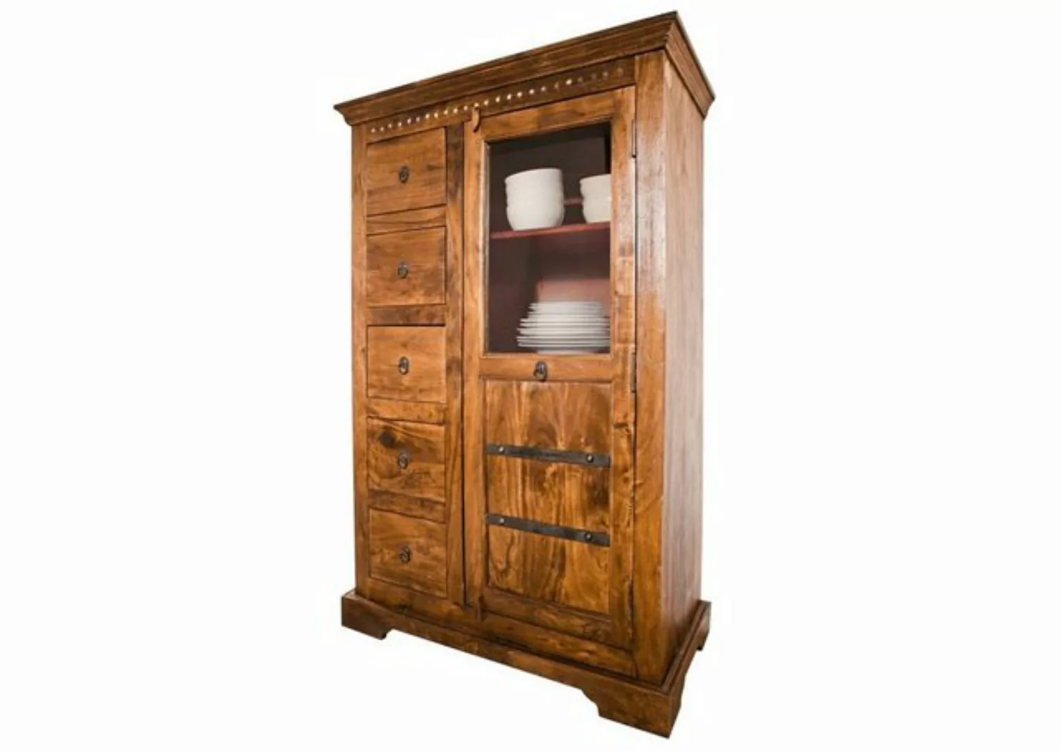 Massivmoebel24 Standvitrine Vitrine Akazie 95x45x147 honig  lackiert OXFORD günstig online kaufen