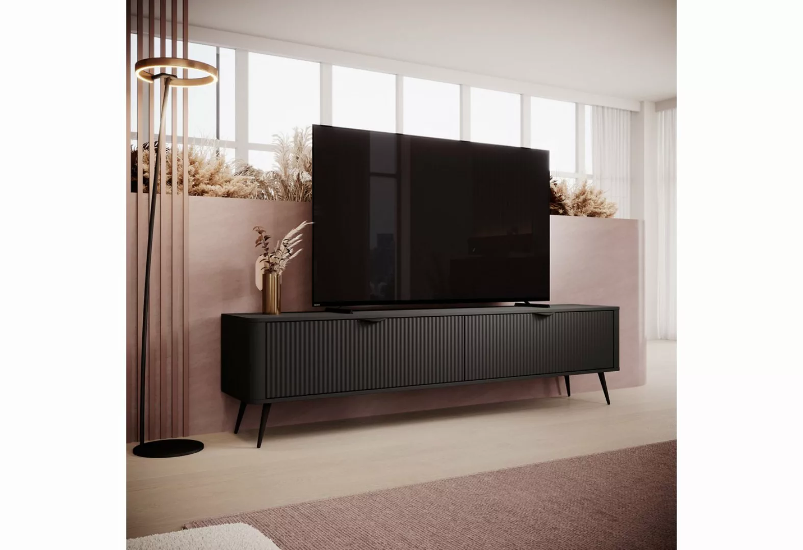 Furnix TV-Schrank Katine Lowboard 200 cm Sideboard mit zwei Schränken Metal günstig online kaufen