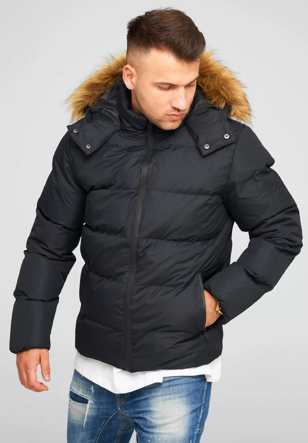 behype Steppjacke "BHBROWNS", mit abtrennbarer Kunstfellkapuze günstig online kaufen