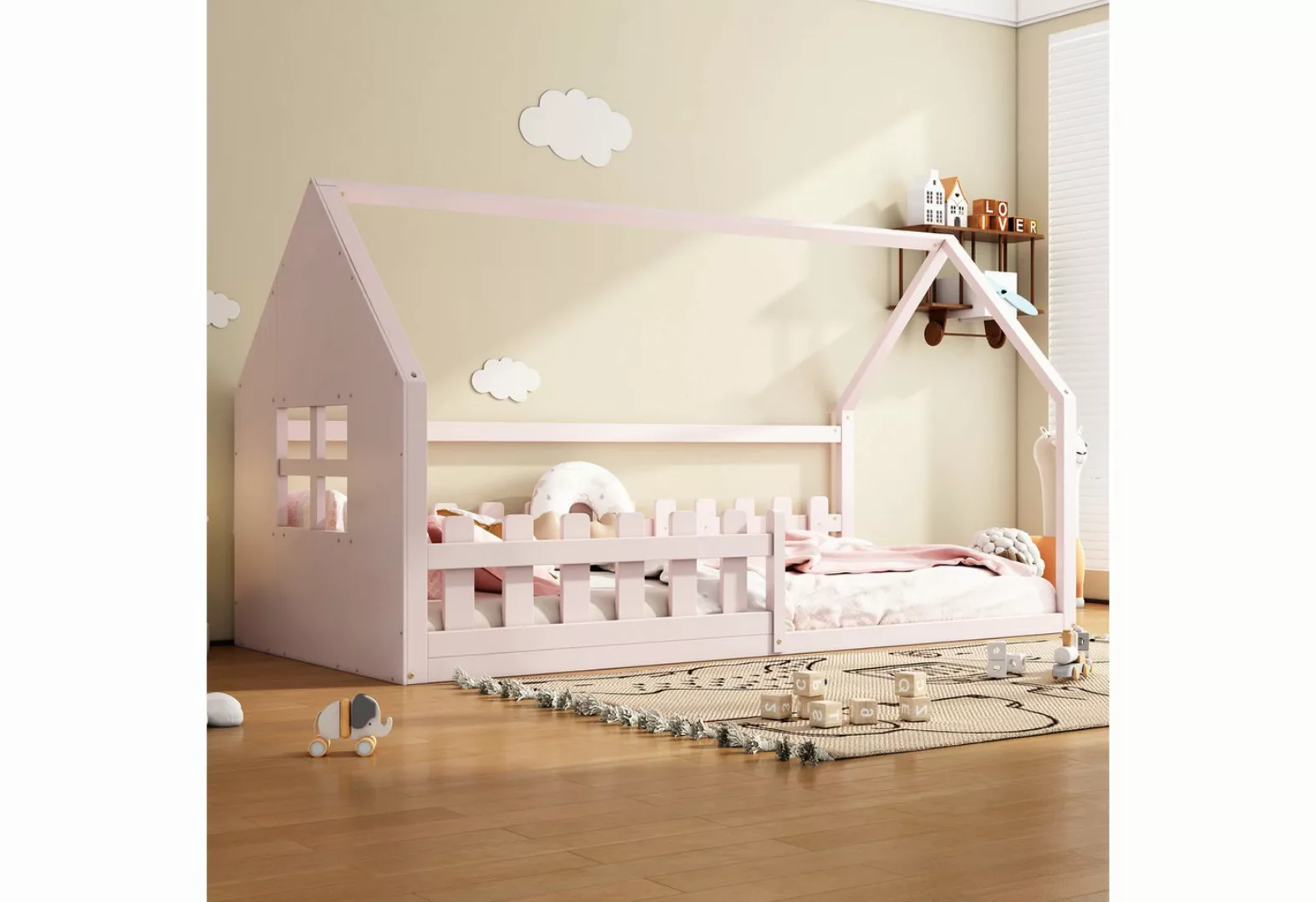Gotagee Kinderbett Flachbett 90x200cm Kinderbett Hausleiste Hausbett modern günstig online kaufen