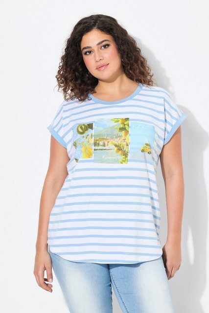 Ulla Popken T-Shirt Shirt Ringel Oversized Rundhals Halbarm günstig online kaufen