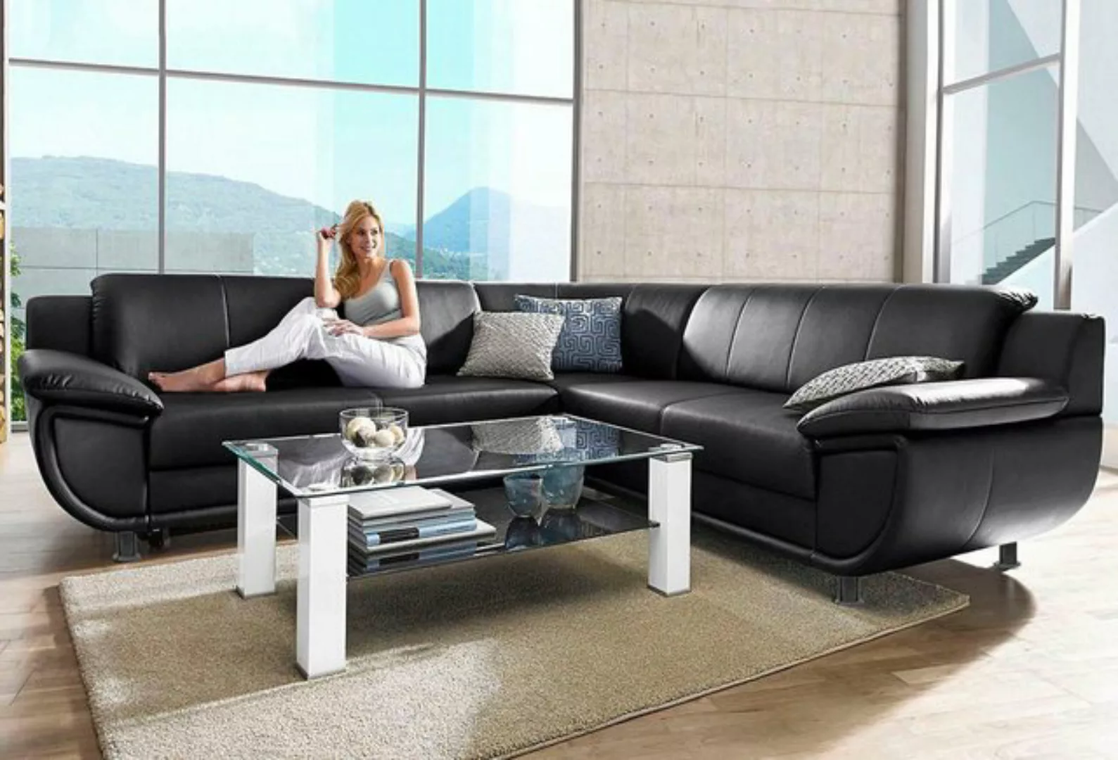 TRENDMANUFAKTUR Ecksofa "Rondo wahlweise mit Schlaffunktion, 267x247 cm (Bx günstig online kaufen