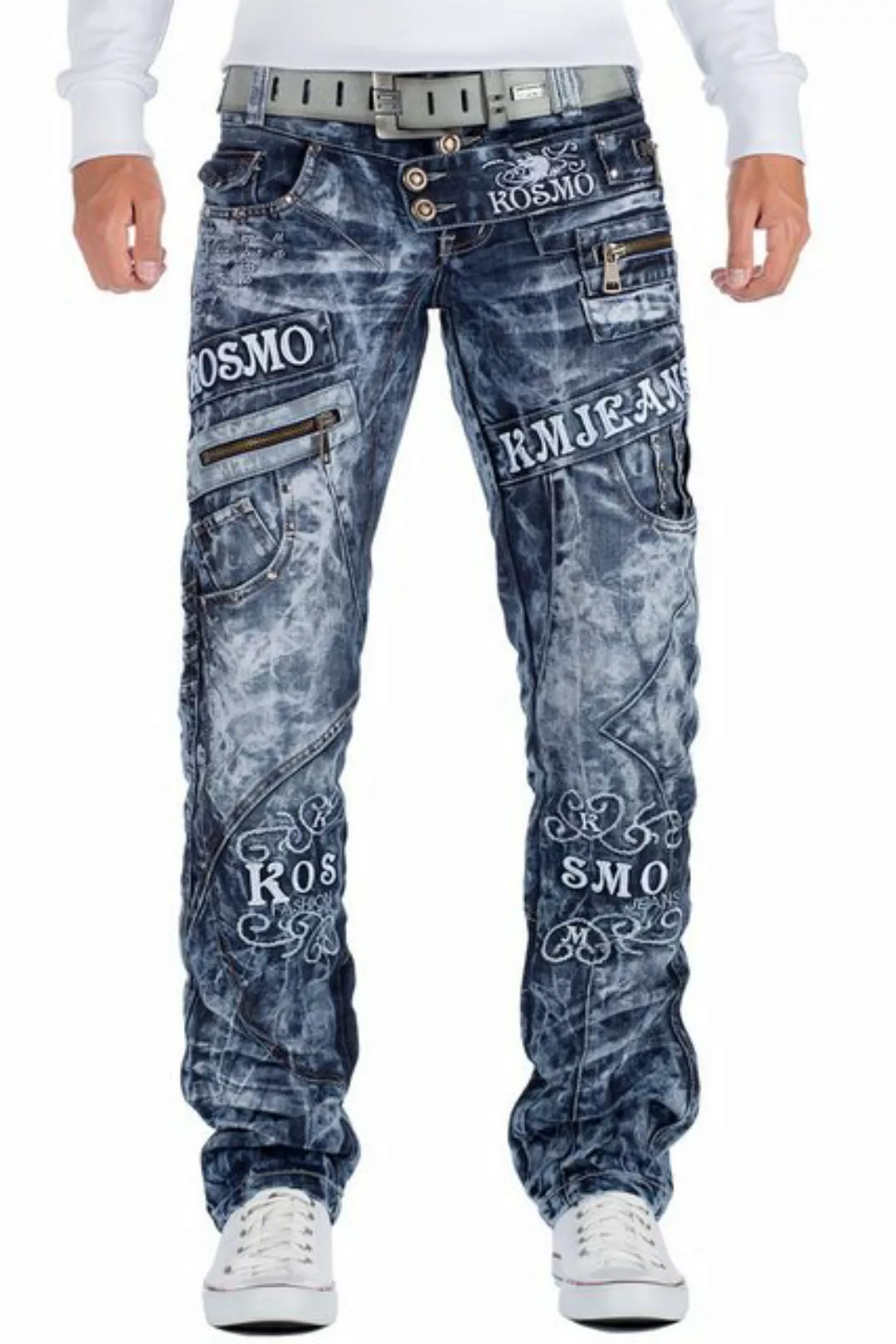 Kosmo Lupo 5-Pocket-Jeans Auffällige Herren Hose BA-KM051 Blau W34/L34 (1-t günstig online kaufen