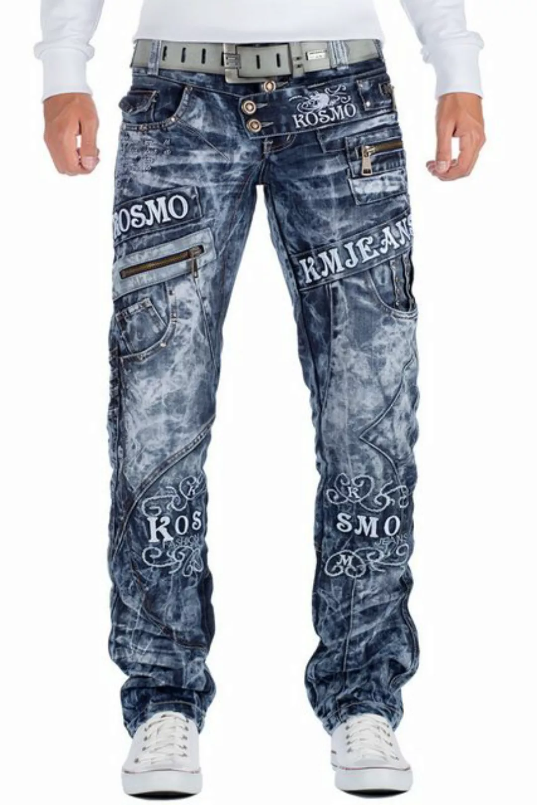 Kosmo Lupo 5-Pocket-Jeans Auffällige Herren Hose BA-KM051 Blau W33/L32 (1-t günstig online kaufen