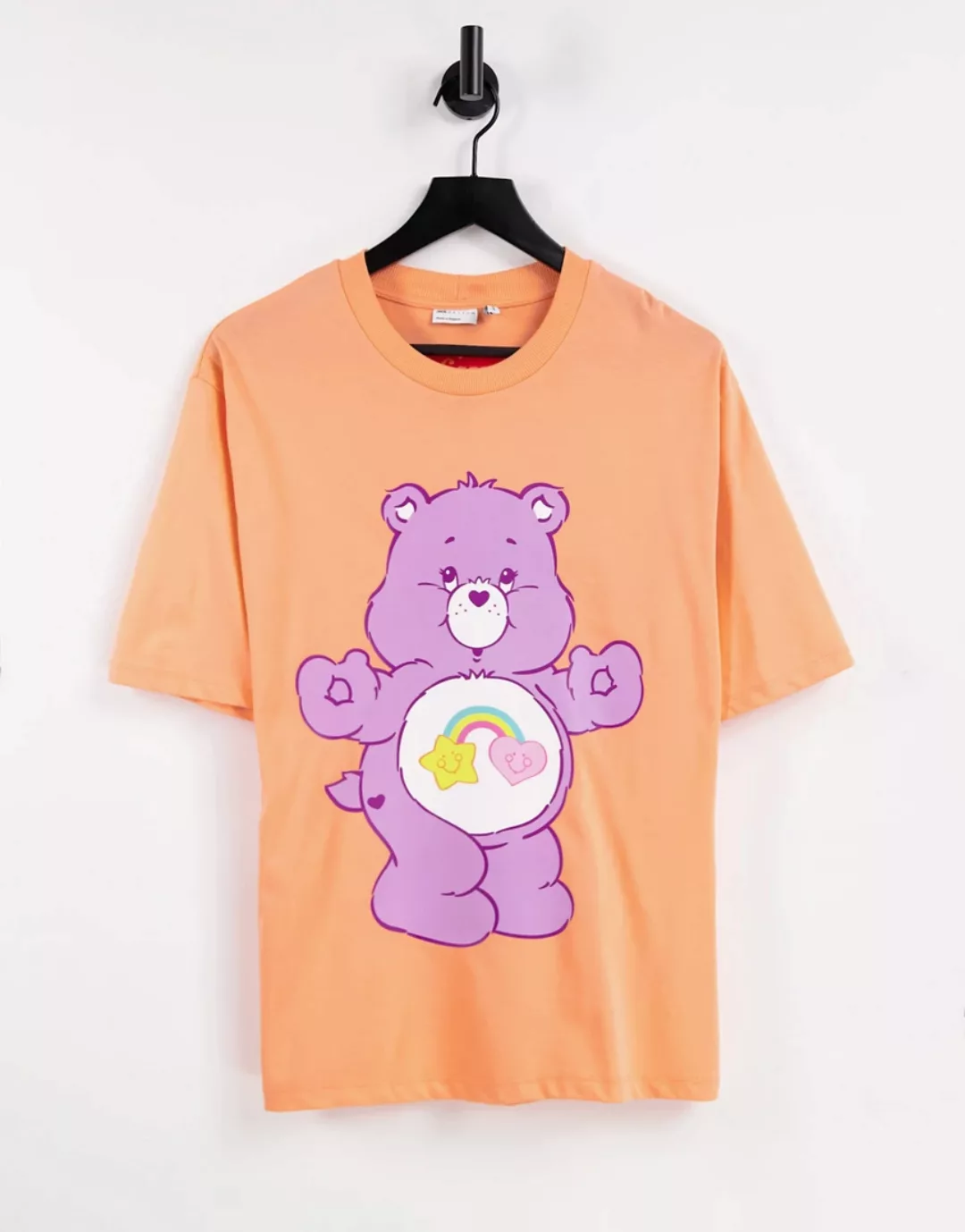 ASOS DESIGN – Lizenziertes Oversize-T-Shirt in Koralle mit Glücksbärchis -P günstig online kaufen