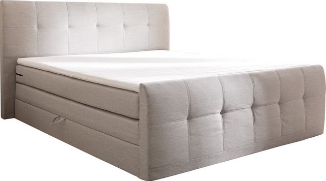 DELIFE Boxspringbett Sebastiano, Flachgewebe Beige 180x200 cm Bettkasten Bo günstig online kaufen