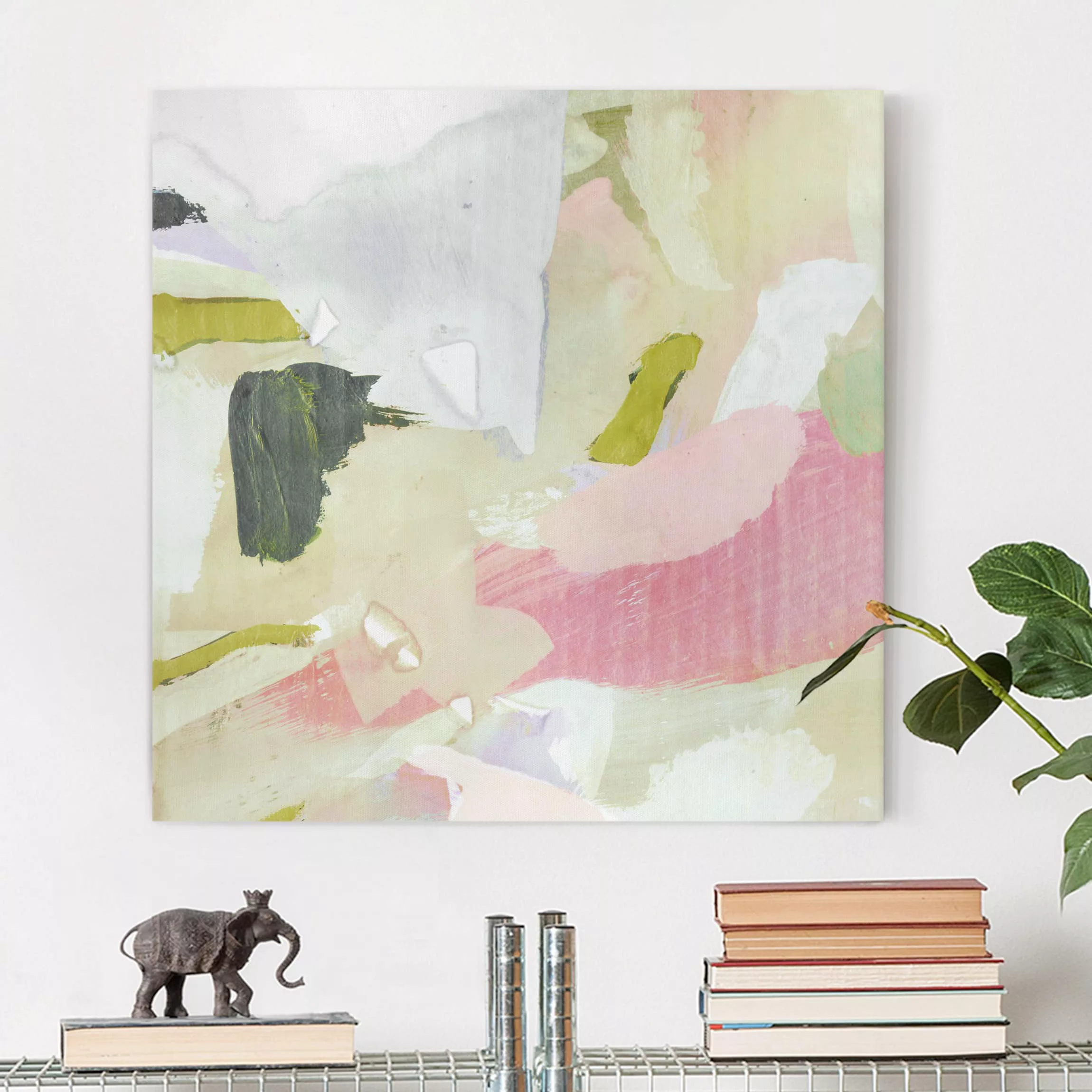 Leinwandbild Abstrakt - Quadrat Klangspiel in Rosé I günstig online kaufen