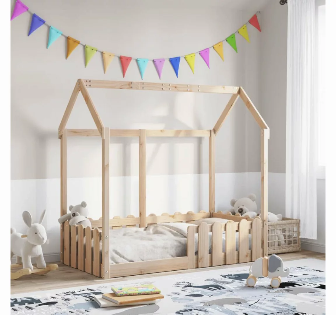 vidaXL Bett, Kinderbett Hausbett 70x140 cm Massivholz Kiefer günstig online kaufen