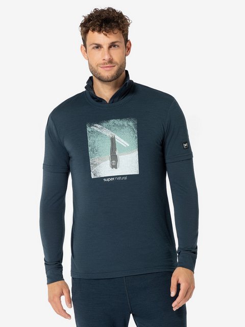 SUPER.NATURAL Sweatshirt für Herren, Merino HEADER Ski Motiv, atmungsaktiv günstig online kaufen