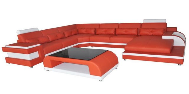 JVmoebel Sofa Luxus Polster Sitz Leder Eck Couch mit USB Sofa Wohn Möbel La günstig online kaufen