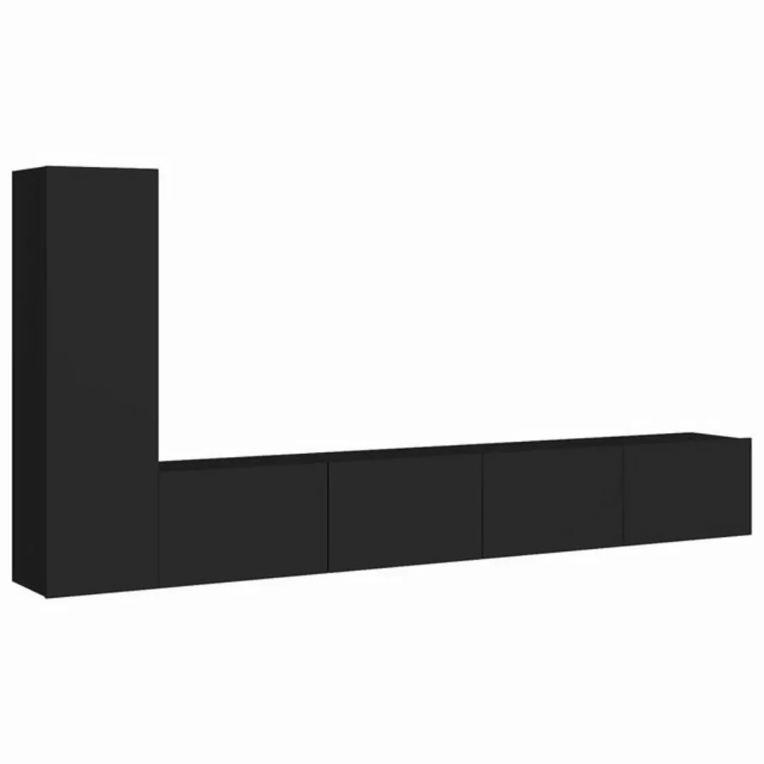 furnicato TV-Schrank 3-tlg. TV-Schrank-Set Schwarz Holzwerkstoff (1-St) günstig online kaufen