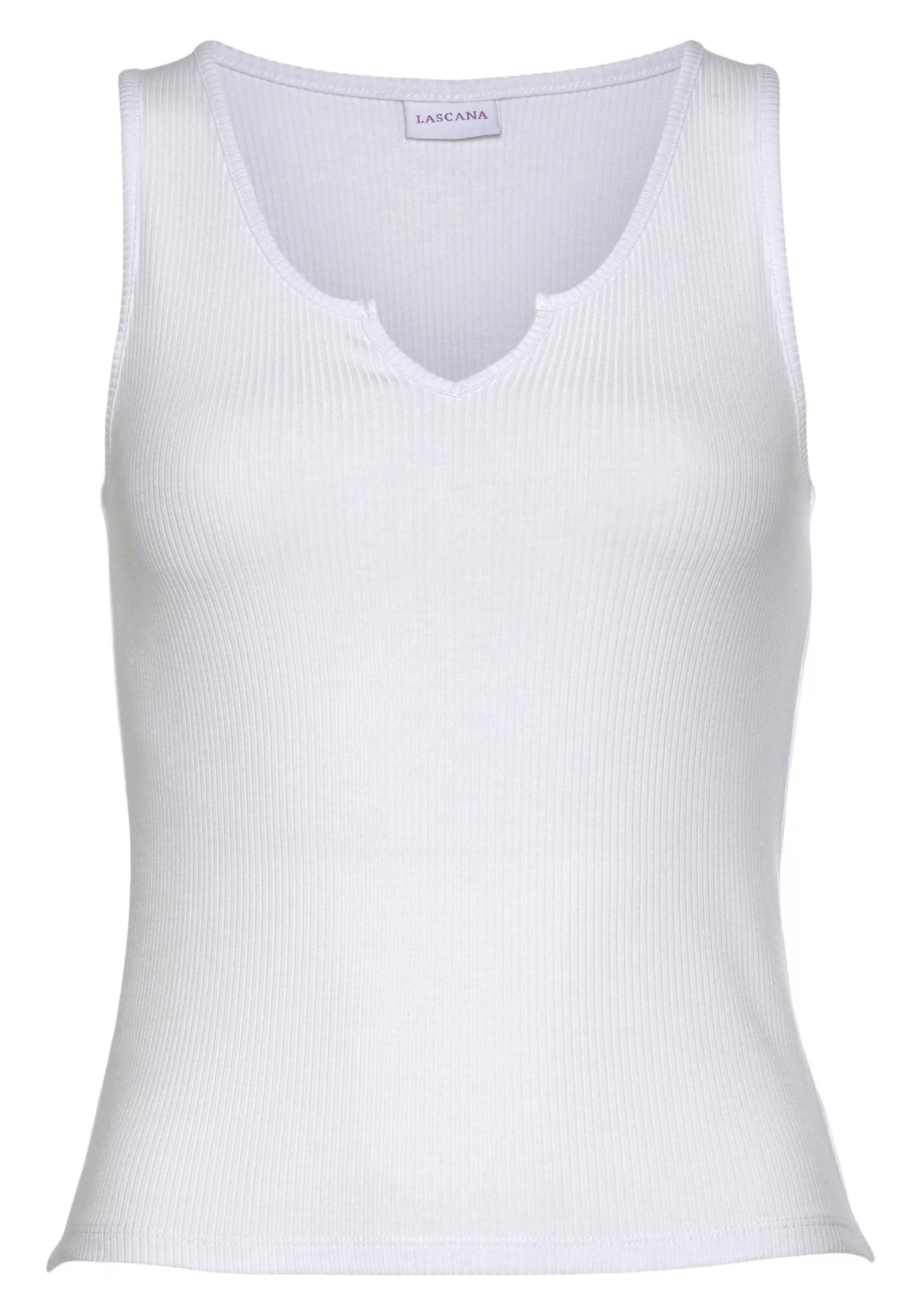 LASCANA Ripptanktop mit kleinem V-Ausschnitt, figurbetontes Damentop, Basic günstig online kaufen