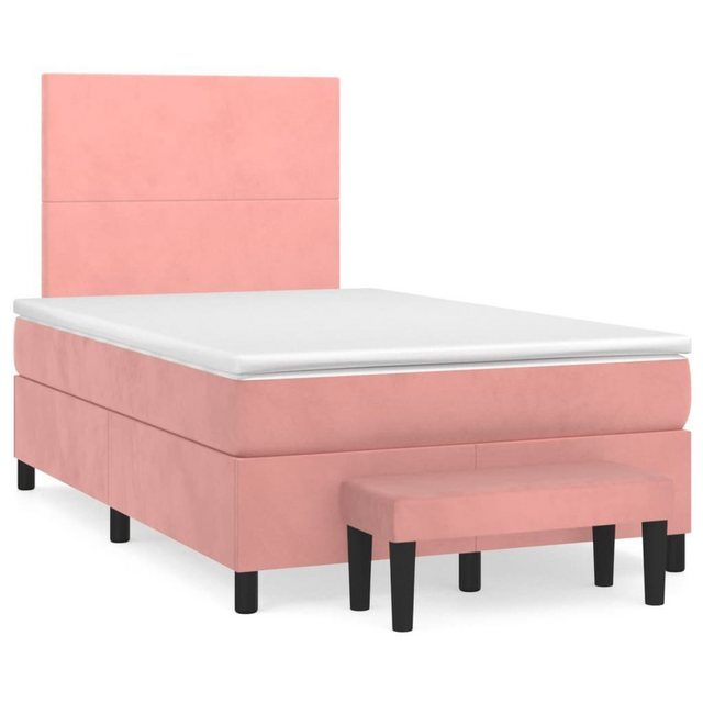 vidaXL Bettgestell Boxspringbett mit Matratze Rosa 120x200 cm Samt Bett Bet günstig online kaufen