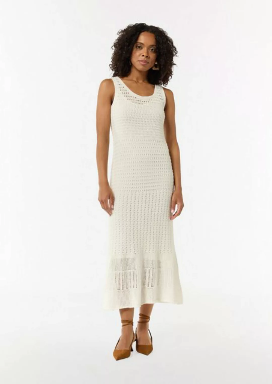 Comma Minikleid Langes Pointelle-Kleid mit verstellbaren Trägern günstig online kaufen