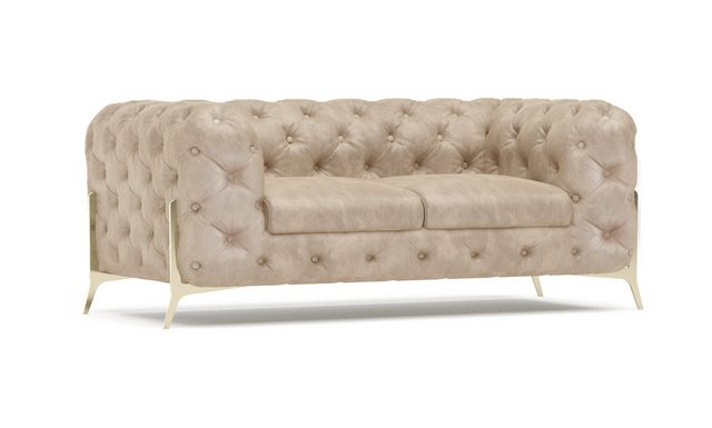 S-Style Möbel Chesterfield-Sofa 2-Sitzer Jersey mit Goldene Metall Füßen, 2 günstig online kaufen