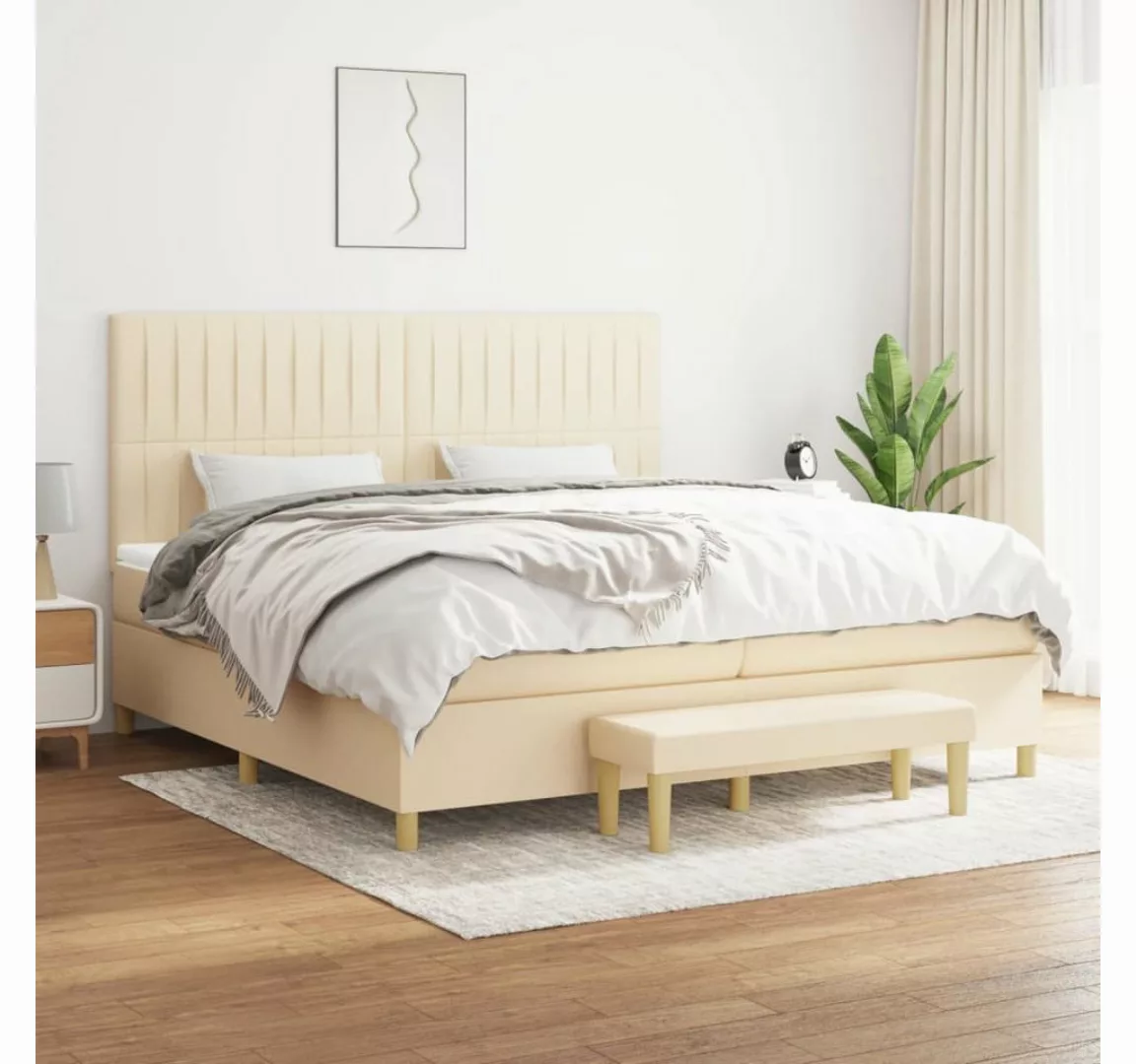 vidaXL Boxspringbett Boxspringbett mit Matratze und Fusshocker Stoff (200 x günstig online kaufen