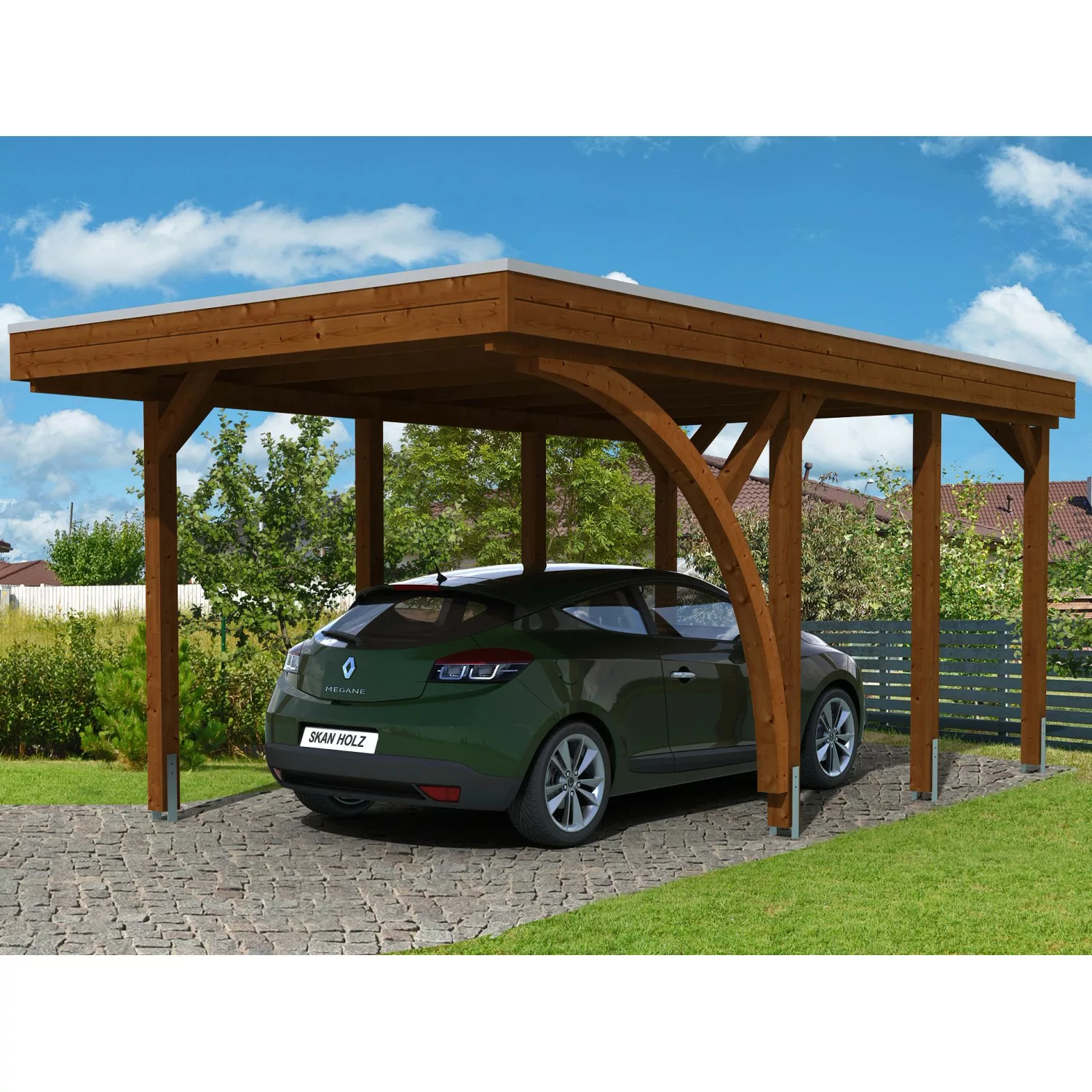 Skan Holz Carport Friesland Set 5 314 cm x 555 cm Nussbaum günstig online kaufen