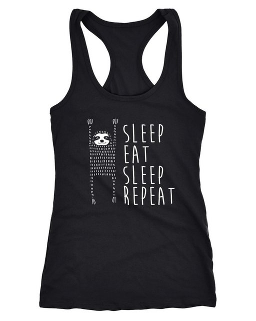 MoonWorks Tanktop Damen Tanktop Faultier Sleep eat Sleep Repeat Racerback T günstig online kaufen