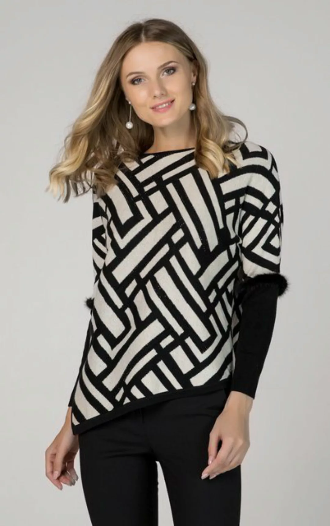 Passioni Strickpullover mit einem geometrischen Muster und asymmetrischen S günstig online kaufen