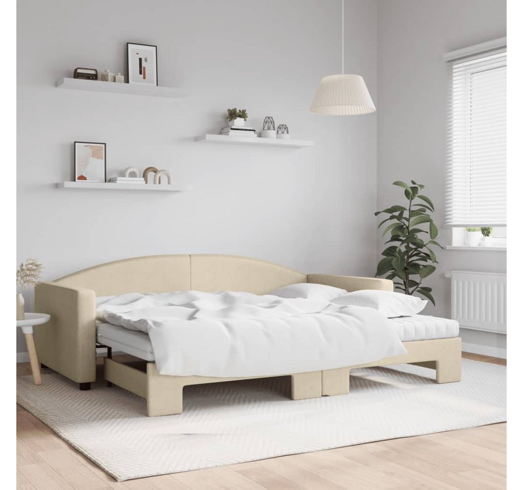 vidaXL Gästebett Gästebett Tagesbett Ausziehbar mit Matratzen Creme 90x200 günstig online kaufen