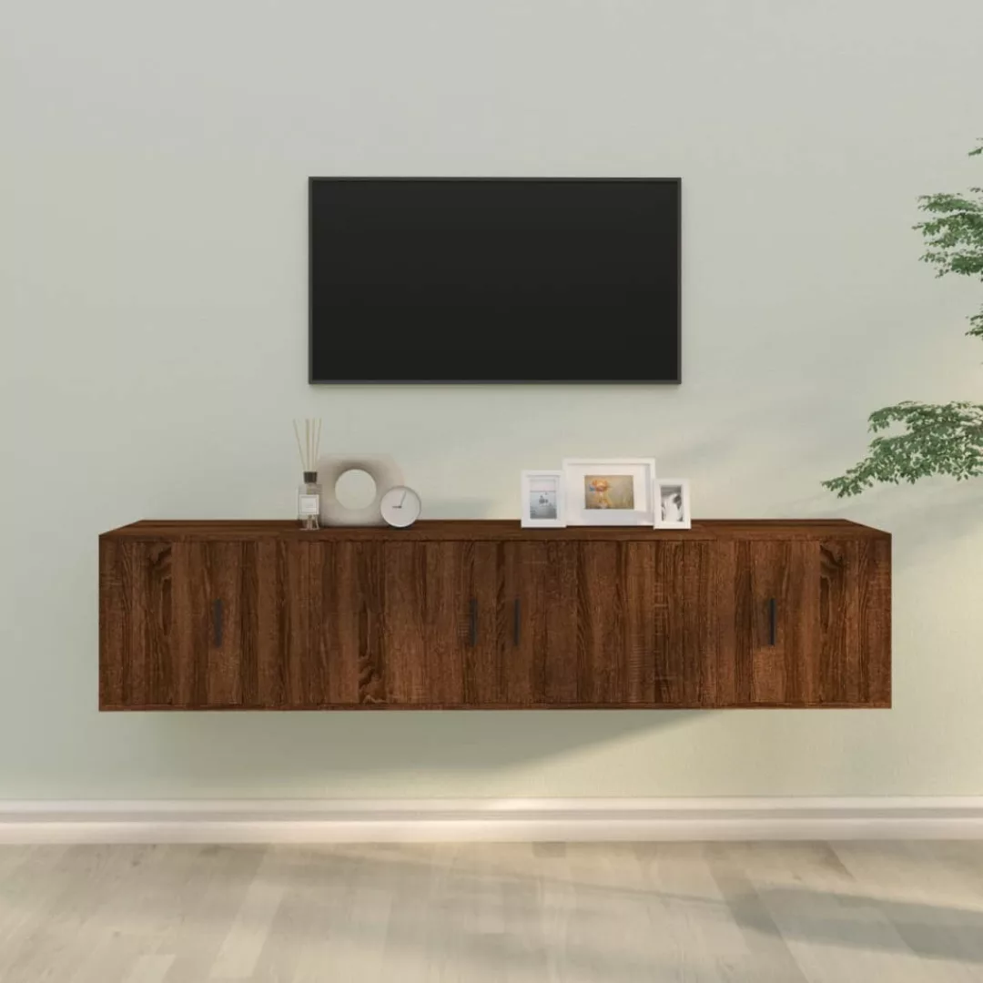 Vidaxl 3-tlg. Tv-schrank-set Braun Eichen-optik Holzwerkstoff günstig online kaufen