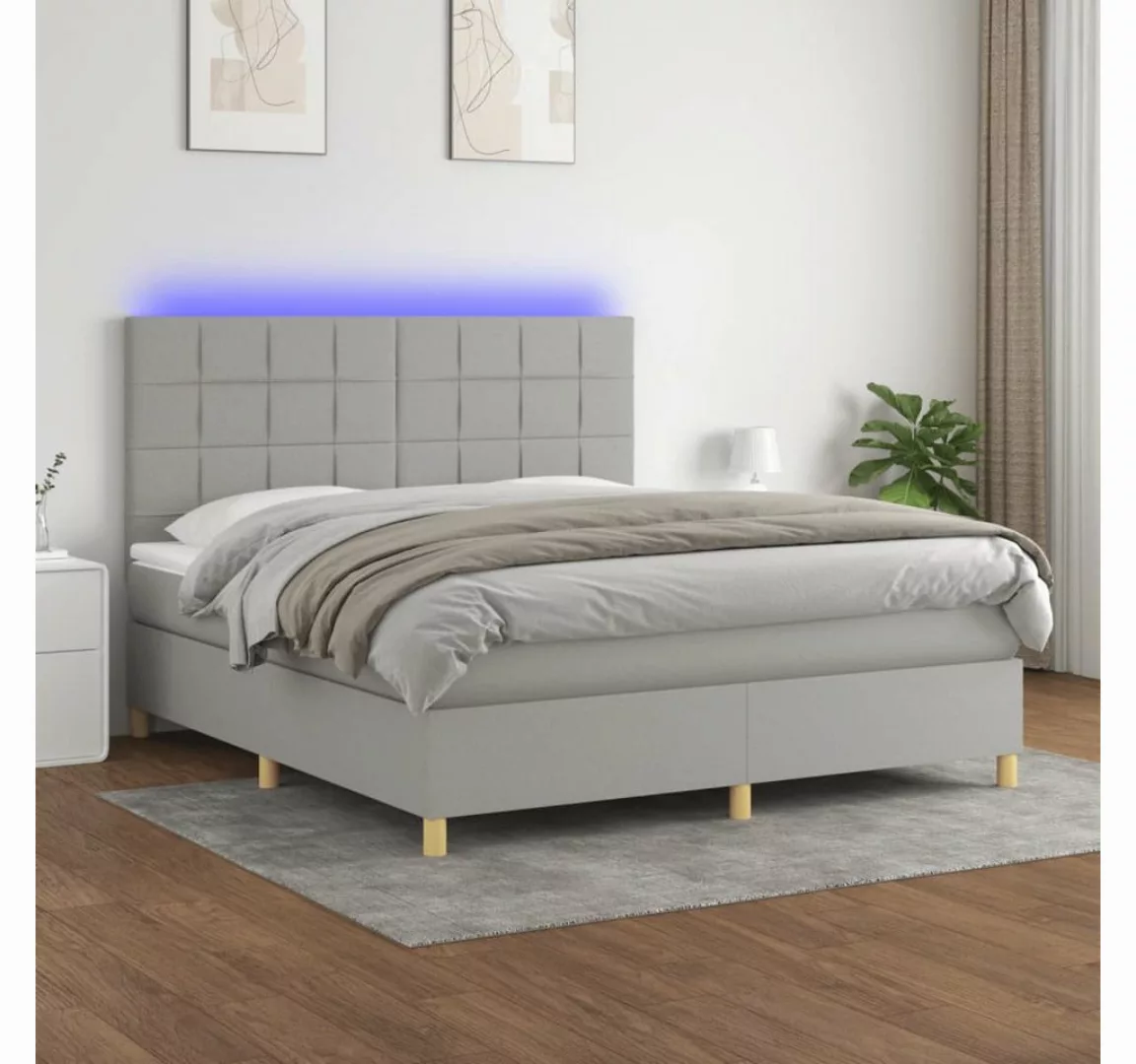 vidaXL Boxspringbett Bett Boxspringbett mit Matratze & Topper & LED (160 x günstig online kaufen